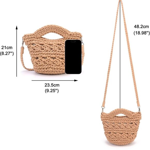 Chic Women's Straw Beach Bag - Hand-Knitted Woven Cotton Purse for Summer - Picture 2 of 8